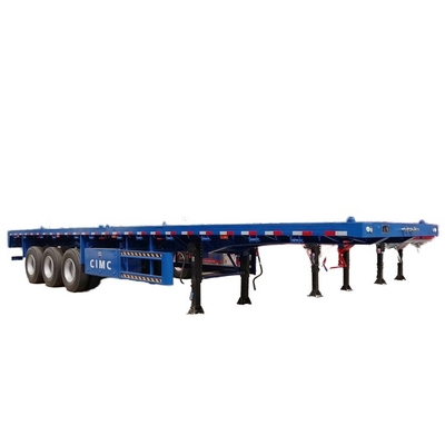 China CIMC drie-assen sleep voor zwaar werk 20 of 40 voet apparatuur luchtophanging vrachtwagen vrachtvervoerder tank half platbed aanhangwagen