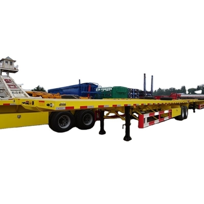 4 assen platte scheepvaartcontainerhalve trailer met mooie draaisloten