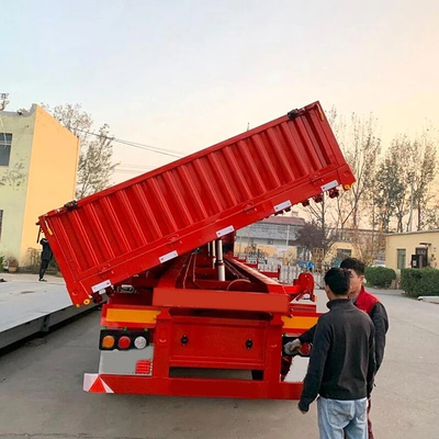Efficiënt laden en lossen van vracht Tri-axle zijdelingse ophangwagen 70 ton zware ladingen dumptrucks