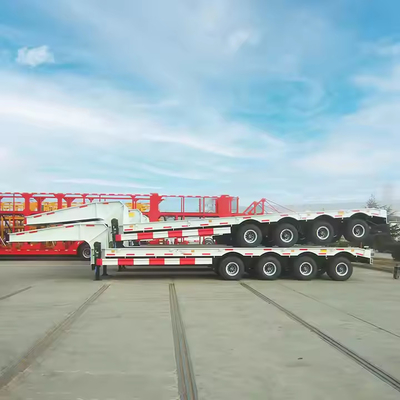 CIMC 4 lijnen 8 assen 110 ton aangepaste hoogte met containersluizen uitbreidbare lage-bed aanhangwagen