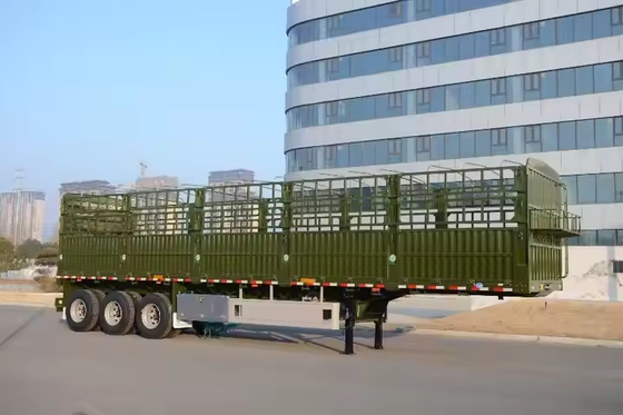12400*2500*2000mm Gewicht 7T 3 as 10 stuks bladveer 40T nuttige lading paal halve aanhangwagen