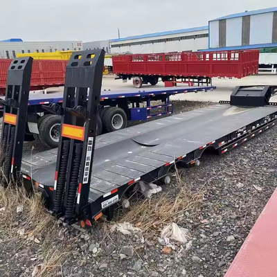 3/4/5 As 60-80 ton Zware rolluik lage lading / lowbed / lowboy lage bed aanhangwagen Truck Halve aanhangwagens voor graafmachine transport
