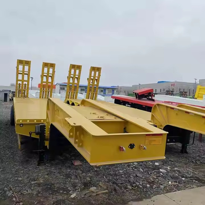 Zware 8-assige lowboy lowbed trailer transport zware machines staal half-trailer met hydraulische ladder