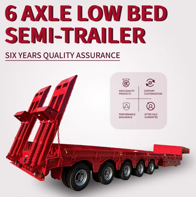 60T laagbed laagbed half-trailer met hydraulische hellingen 5/6 Asstapsraam laagbed trailer trucks