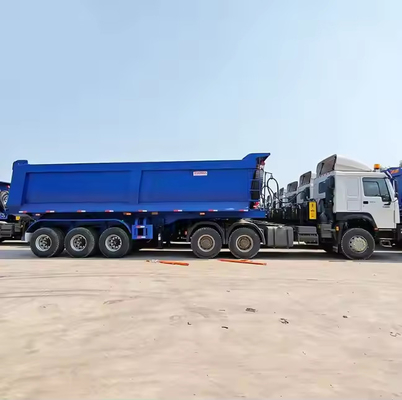 CIMC Hydraulische Box Dump Semi-trailer 60 Cbm Dumper Price Tipper 50 80 100 Ton 4 wiel Semi-trailer