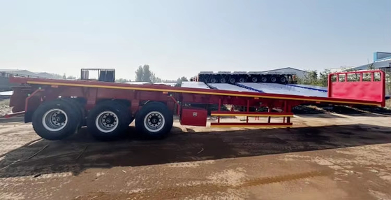 China 3 as 20ft 40ft Container trailer Cargo Flat bed Flatbed Semi trailer met container slot