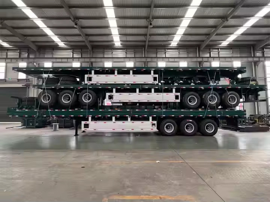 Custom 20ft/40ft 3-Axle Flatbed Semi-Trailer Nieuw Speciaal Transport Steel Box Truck Trailers Met 12r22.5 band